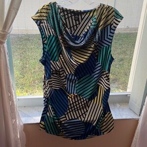 Alfani Multicolor Geometric Blouse